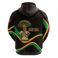 Senegal Tribal Pattern Zip Hoodie Baobab Character and Red Yellow Green Flag Theme Design - Wonder Print Shop