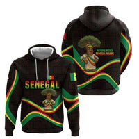 Senegal Tribal Pattern Zip Hoodie Baobab Character and Red Yellow Green Flag Theme Design - Wonder Print Shop