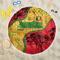 Senegal Beach Blanket with Baobab Tree and African Tribal Pattern Design - Wonder Print Shop