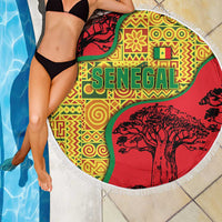 Senegal Beach Blanket with Baobab Tree and African Tribal Pattern Design - Wonder Print Shop