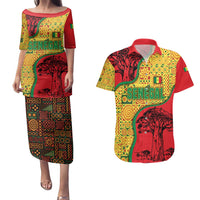 Senegal Couples Matching Puletasi and Hawaiian Shirt with Baobab Tree and African Tribal Pattern Design - Wonder Print Shop