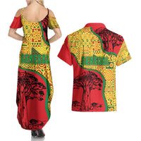 Senegal Couples Matching Summer Maxi Dress and Hawaiian Shirt with Baobab Tree and African Tribal Pattern Design - Wonder Print Shop