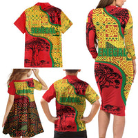 Senegal Family Matching Long Sleeve Bodycon Dress and Hawaiian Shirt with Baobab Tree and African Tribal Pattern Design - Wonder Print Shop