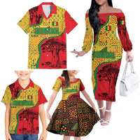 Senegal Family Matching Off The Shoulder Long Sleeve Dress and Hawaiian Shirt with Baobab Tree and African Tribal Pattern Design - Wonder Print Shop
