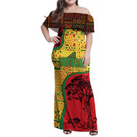 Senegal Family Matching Off Shoulder Maxi Dress and Hawaiian Shirt with Baobab Tree and African Tribal Pattern Design - Wonder Print Shop