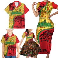 Senegal Family Matching Short Sleeve Bodycon Dress and Hawaiian Shirt with Baobab Tree and African Tribal Pattern Design - Wonder Print Shop
