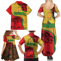 Senegal Family Matching Summer Maxi Dress and Hawaiian Shirt with Baobab Tree and African Tribal Pattern Design - Wonder Print Shop