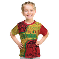 Senegal Kid T Shirt with Baobab Tree and African Tribal Pattern Design - Wonder Print Shop