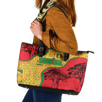Senegal Leather Tote Bag with Baobab Tree and African Tribal Pattern Design - Wonder Print Shop