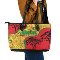 Senegal Leather Tote Bag with Baobab Tree and African Tribal Pattern Design - Wonder Print Shop