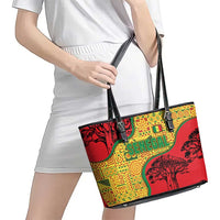 Senegal Leather Tote Bag with Baobab Tree and African Tribal Pattern Design - Wonder Print Shop