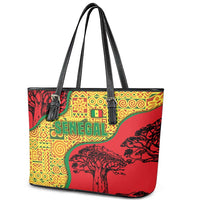 Senegal Leather Tote Bag with Baobab Tree and African Tribal Pattern Design - Wonder Print Shop