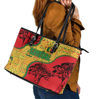 Senegal Leather Tote Bag with Baobab Tree and African Tribal Pattern Design - Wonder Print Shop