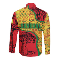 Senegal Long Sleeve Button Shirt with Baobab Tree and African Tribal Pattern Design - Wonder Print Shop