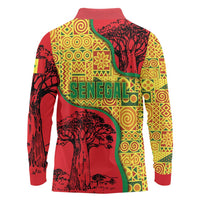 Senegal Long Sleeve Polo Shirt with Baobab Tree and African Tribal Pattern Design - Wonder Print Shop