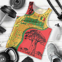 Senegal Men Tank Top with Baobab Tree and African Tribal Pattern Design - Wonder Print Shop