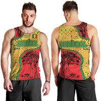 Senegal Men Tank Top with Baobab Tree and African Tribal Pattern Design - Wonder Print Shop