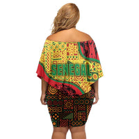 Senegal Off Shoulder Short Dress with Baobab Tree and African Tribal Pattern Design - Wonder Print Shop