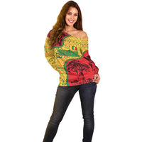 Senegal Off Shoulder Sweater with Baobab Tree and African Tribal Pattern Design - Wonder Print Shop