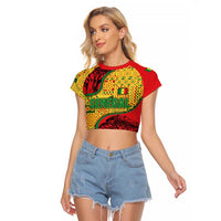 Senegal Raglan Cropped T Shirt with Baobab Tree and African Tribal Pattern Design - Wonder Print Shop