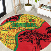 Senegal Round Carpet with Baobab Tree and African Tribal Pattern Design - Wonder Print Shop