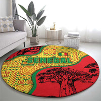 Senegal Round Carpet with Baobab Tree and African Tribal Pattern Design - Wonder Print Shop