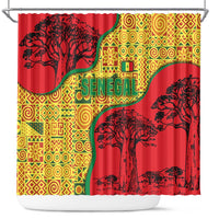 Senegal Shower Curtain with Baobab Tree and African Tribal Pattern Design - Wonder Print Shop