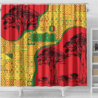 Senegal Shower Curtain with Baobab Tree and African Tribal Pattern Design - Wonder Print Shop