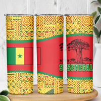 Senegal Skinny Tumbler with Baobab Tree and African Tribal Pattern Design - Wonder Print Shop