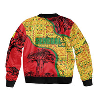 Senegal Sleeve Zip Bomber Jacket with Baobab Tree and African Tribal Pattern Design - Wonder Print Shop