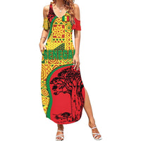 Senegal Summer Maxi Dress with Baobab Tree and African Tribal Pattern Design - Wonder Print Shop