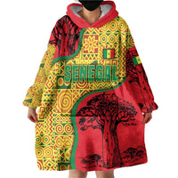 Senegal Wearable Blanket Hoodie with Baobab Tree and African Tribal Pattern Design - Wonder Print Shop