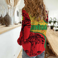Senegal Women Casual Shirt with Baobab Tree and African Tribal Pattern Design - Wonder Print Shop