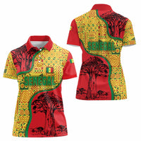 Senegal Women Polo Shirt with Baobab Tree and African Tribal Pattern Design - Wonder Print Shop