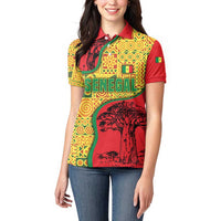 Senegal Women Polo Shirt with Baobab Tree and African Tribal Pattern Design - Wonder Print Shop