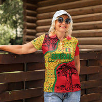 Senegal Women Polo Shirt with Baobab Tree and African Tribal Pattern Design - Wonder Print Shop