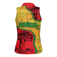 Senegal Women Sleeveless Polo Shirt with Baobab Tree and African Tribal Pattern Design - Wonder Print Shop