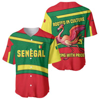 Senegal Baseball Jersey with Flamingo Design and Rooted in Culture Slogan - Wonder Print Shop