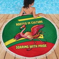 Senegal Beach Blanket with Flamingo Design and Rooted in Culture Slogan - Wonder Print Shop