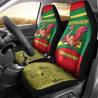Senegal Car Seat Cover with Flamingo Design and Rooted in Culture Slogan - Wonder Print Shop