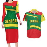 Senegal Couples Matching Long Sleeve Bodycon Dress and Hawaiian Shirt with Flamingo Design and Rooted in Culture Slogan - Wonder Print Shop