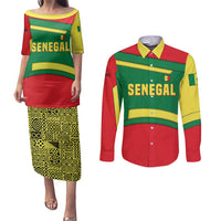 Senegal Couples Matching Puletasi and Long Sleeve Button Shirt with Flamingo Design and Rooted in Culture Slogan - Wonder Print Shop