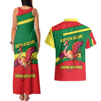 Senegal Couples Matching Tank Maxi Dress and Hawaiian Shirt with Flamingo Design and Rooted in Culture Slogan - Wonder Print Shop