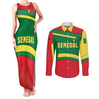 Senegal Couples Matching Tank Maxi Dress and Long Sleeve Button Shirt with Flamingo Design and Rooted in Culture Slogan - Wonder Print Shop