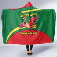 Senegal Hooded Blanket with Flamingo Design and Rooted in Culture Slogan - Wonder Print Shop