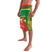 Senegal Lavalava with Flamingo Design and Rooted in Culture Slogan - Wonder Print Shop
