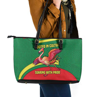 Senegal Leather Tote Bag with Flamingo Design and Rooted in Culture Slogan - Wonder Print Shop