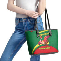 Senegal Leather Tote Bag with Flamingo Design and Rooted in Culture Slogan - Wonder Print Shop