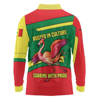 Senegal Long Sleeve Polo Shirt with Flamingo Design and Rooted in Culture Slogan - Wonder Print Shop