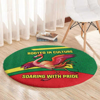 Senegal Round Carpet with Flamingo Design and Rooted in Culture Slogan - Wonder Print Shop